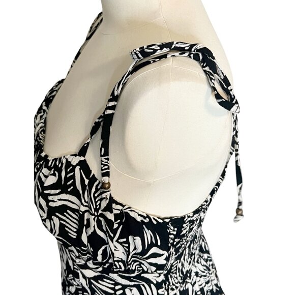 Angie boho black & white floral sundress with patterned hem Juniors M NWT - Picture 4 of 10